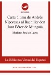 Carta última de Andrés Niporesas al Bachiller don Juan Pérez de Munguía